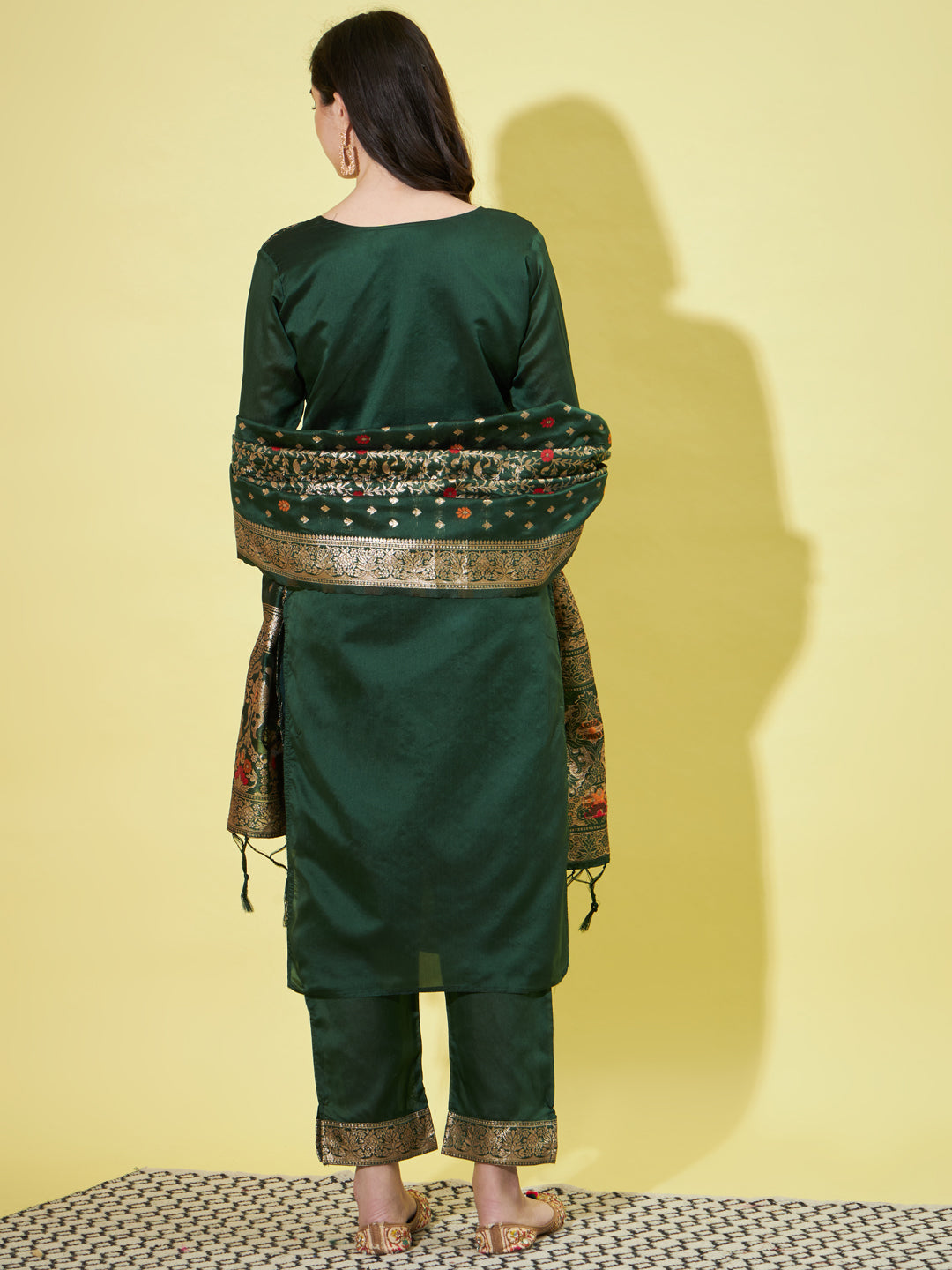 VredeVogel Cotton Silk Jacquard Kurta Pant With Heavy Banarasi Silk Dupatta