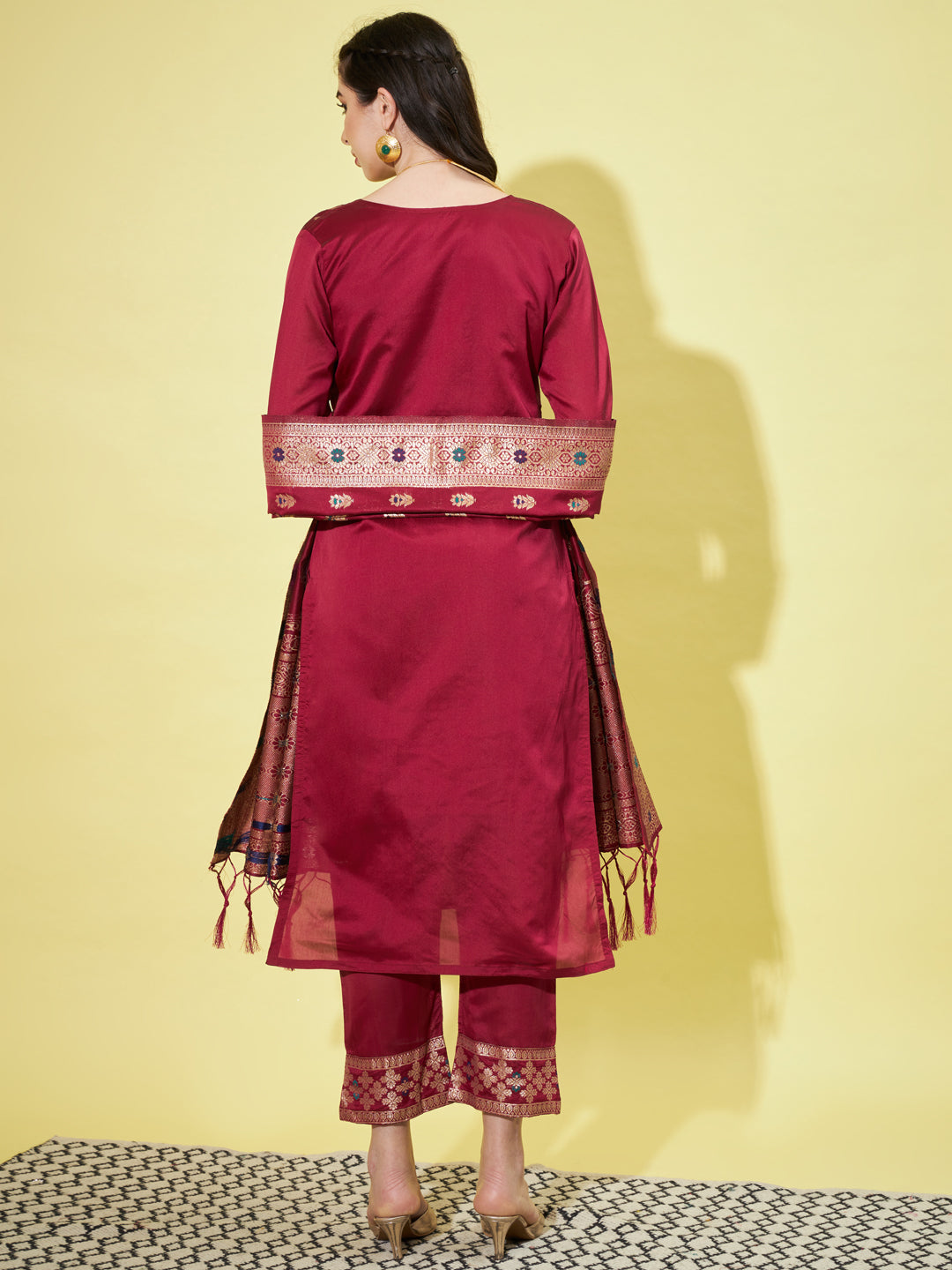 VredeVogel Cotton Silk Jacquard Kurta Pant With Heavy Banarasi Silk Dupatta