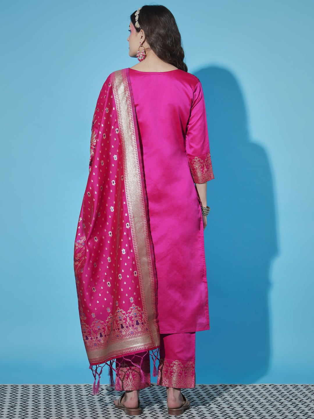 VredeVogel Cotton Silk Jacquard Kurta Pant With Heavy Banarasi Silk Dupatta