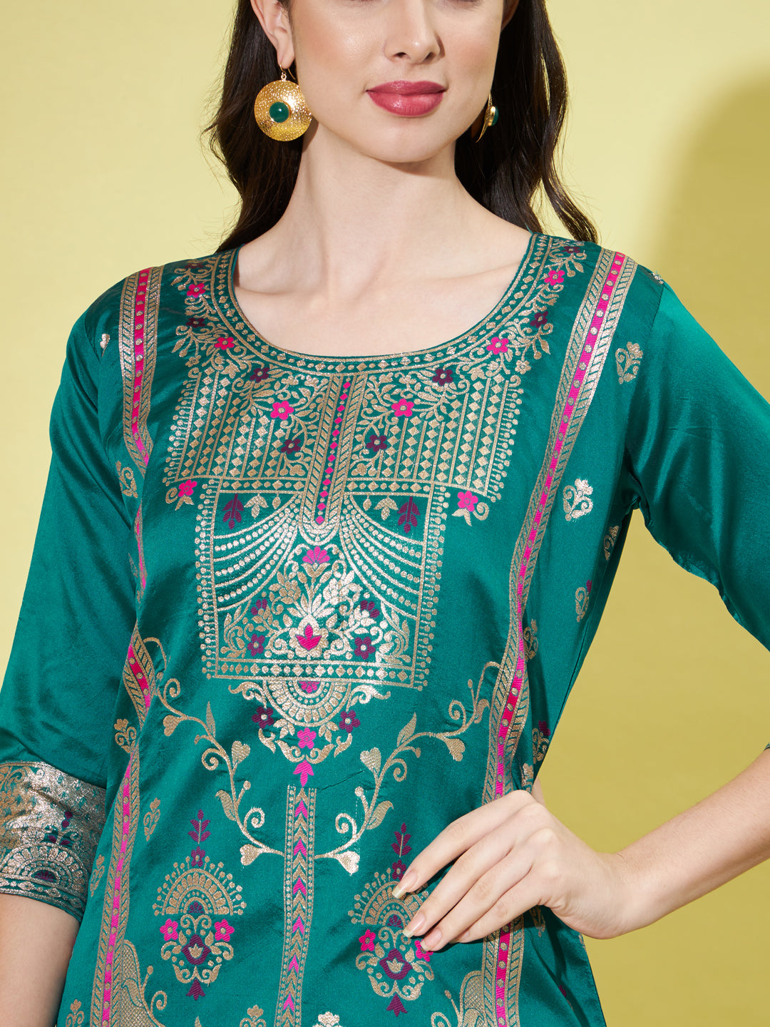 VredeVogel Cotton Silk Jacquard Kurta Pant With Heavy Banarasi Silk Dupatta