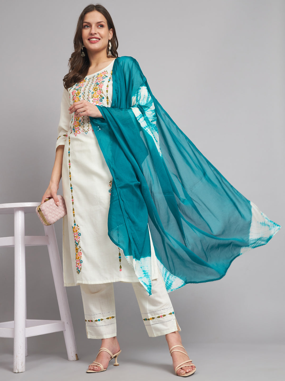 VredeVogel  Women Kurta and Trousers Pant Set Cotton Blend