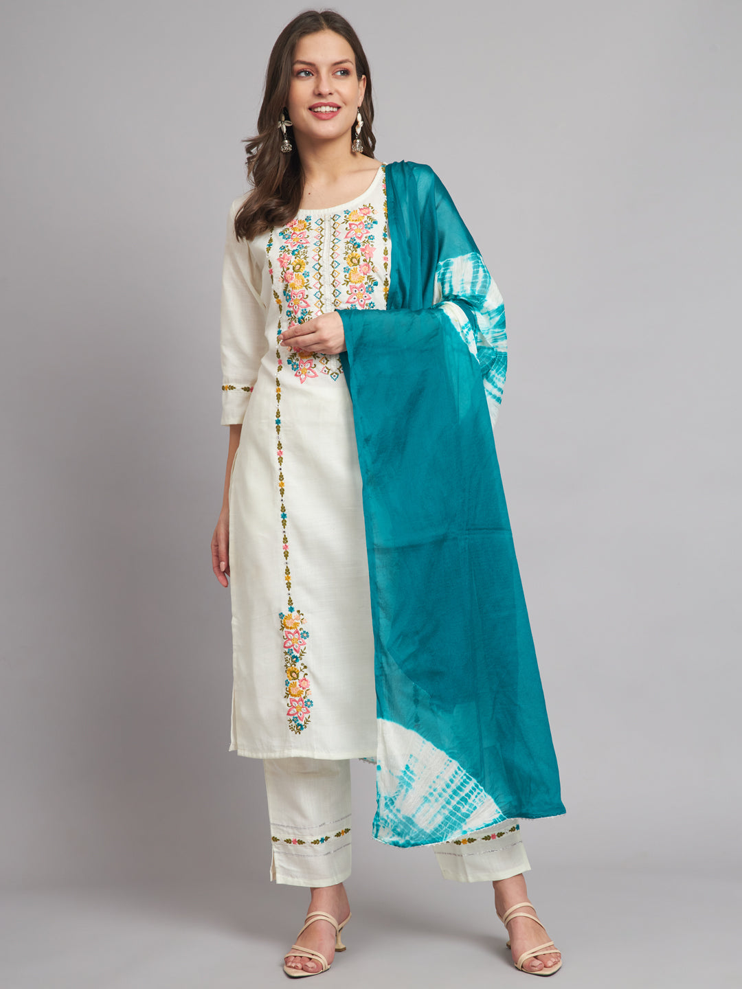 VredeVogel  Women Kurta and Trousers Pant Set Cotton Blend