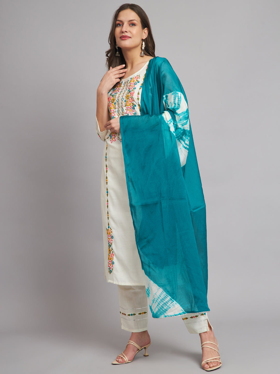 VredeVogel  Women Kurta and Trousers Pant Set Cotton Blend