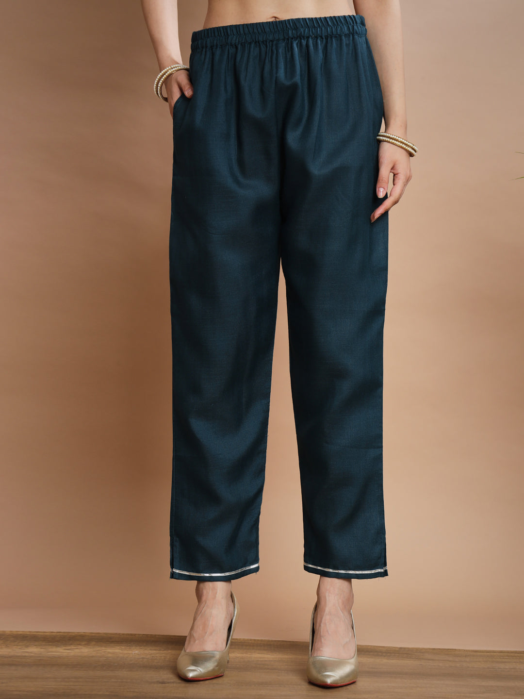 VredeVogel  Women Kurta and Trousers Pant Set Cotton Blend