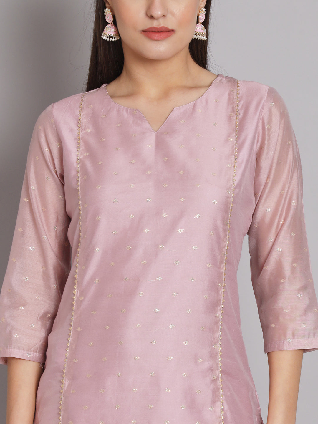 VredeVogel Kurta and Trouser Duppata Set Chanderi Modal Butti