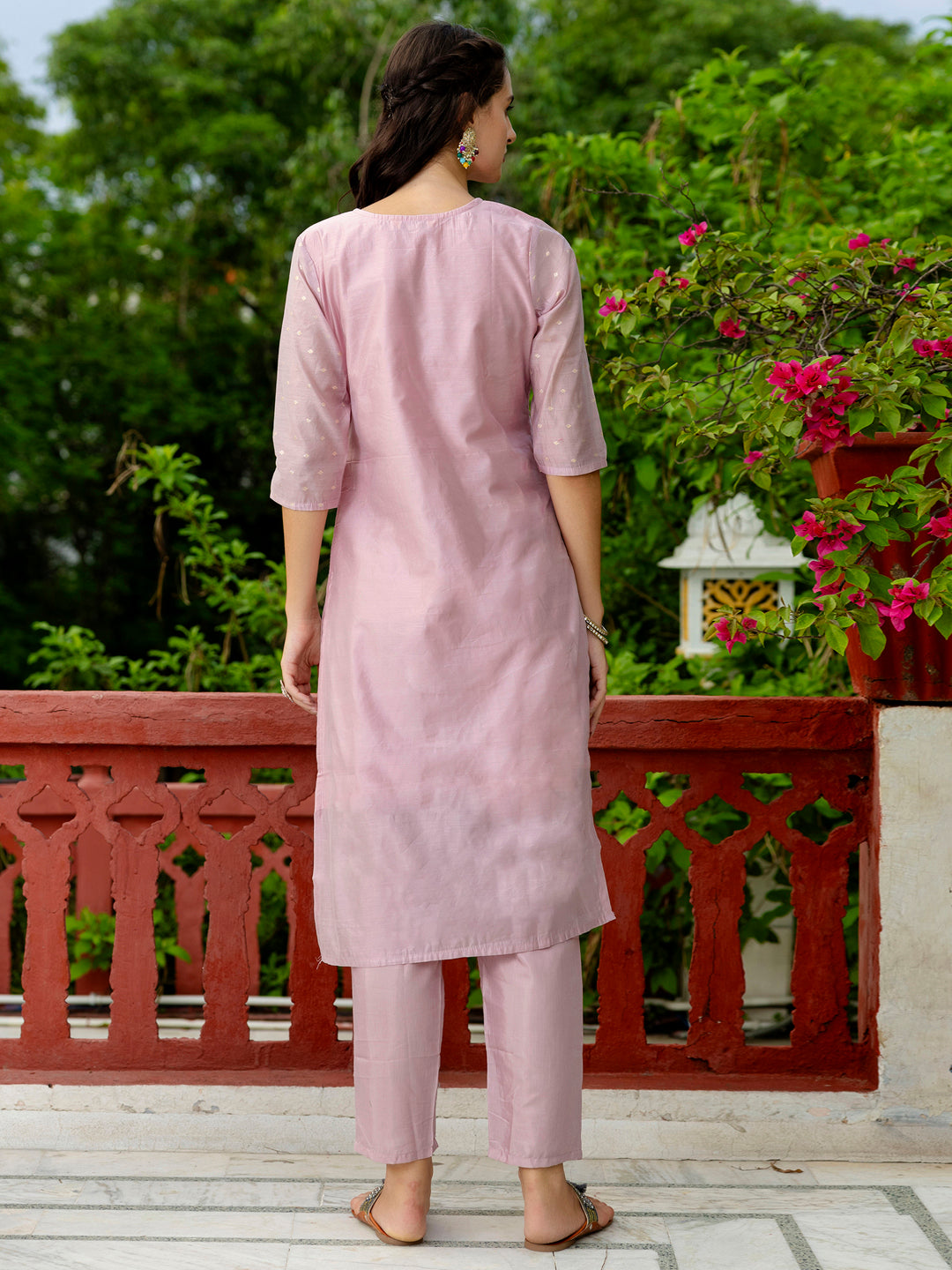 Charulata Kurta and Trouser Duppata Set Chanderi Modal Butti