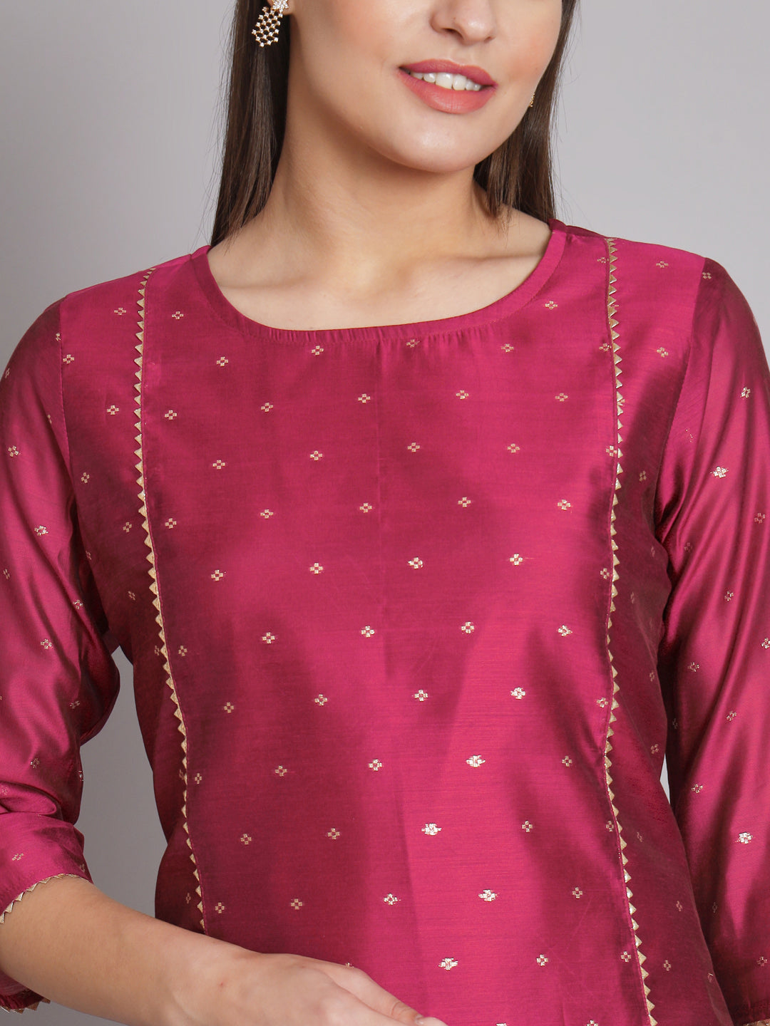 VredeVogel Kurta and Trouser Duppata Set Chanderi Modal Butti