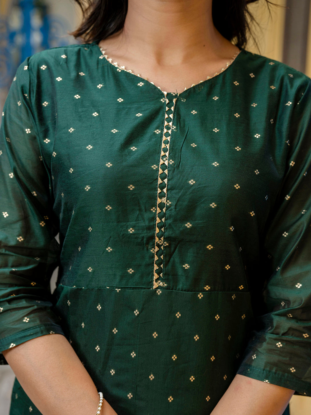 VredeVogel Kurta and Trouser Duppata Set Chanderi Modal Butti