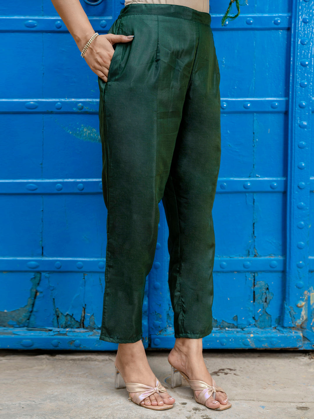 VredeVogel Kurta and Trouser Duppata Set Chanderi Modal Butti