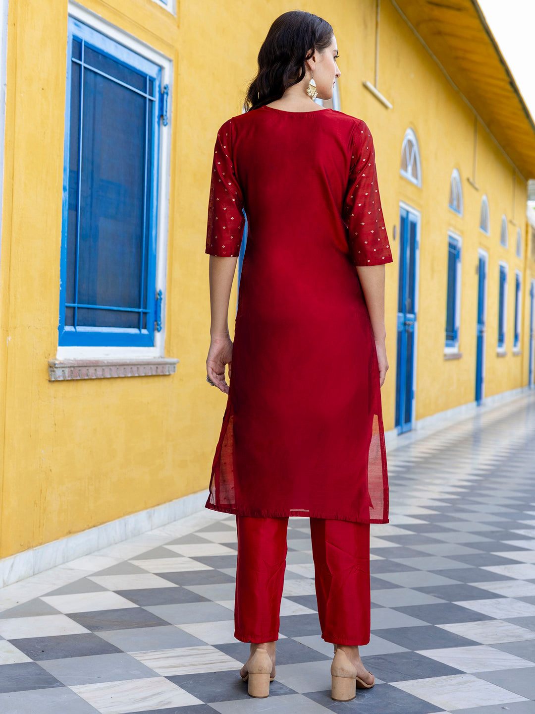 Jyoti Kurta and Trouser Duppata Set Chanderi Modal Butti