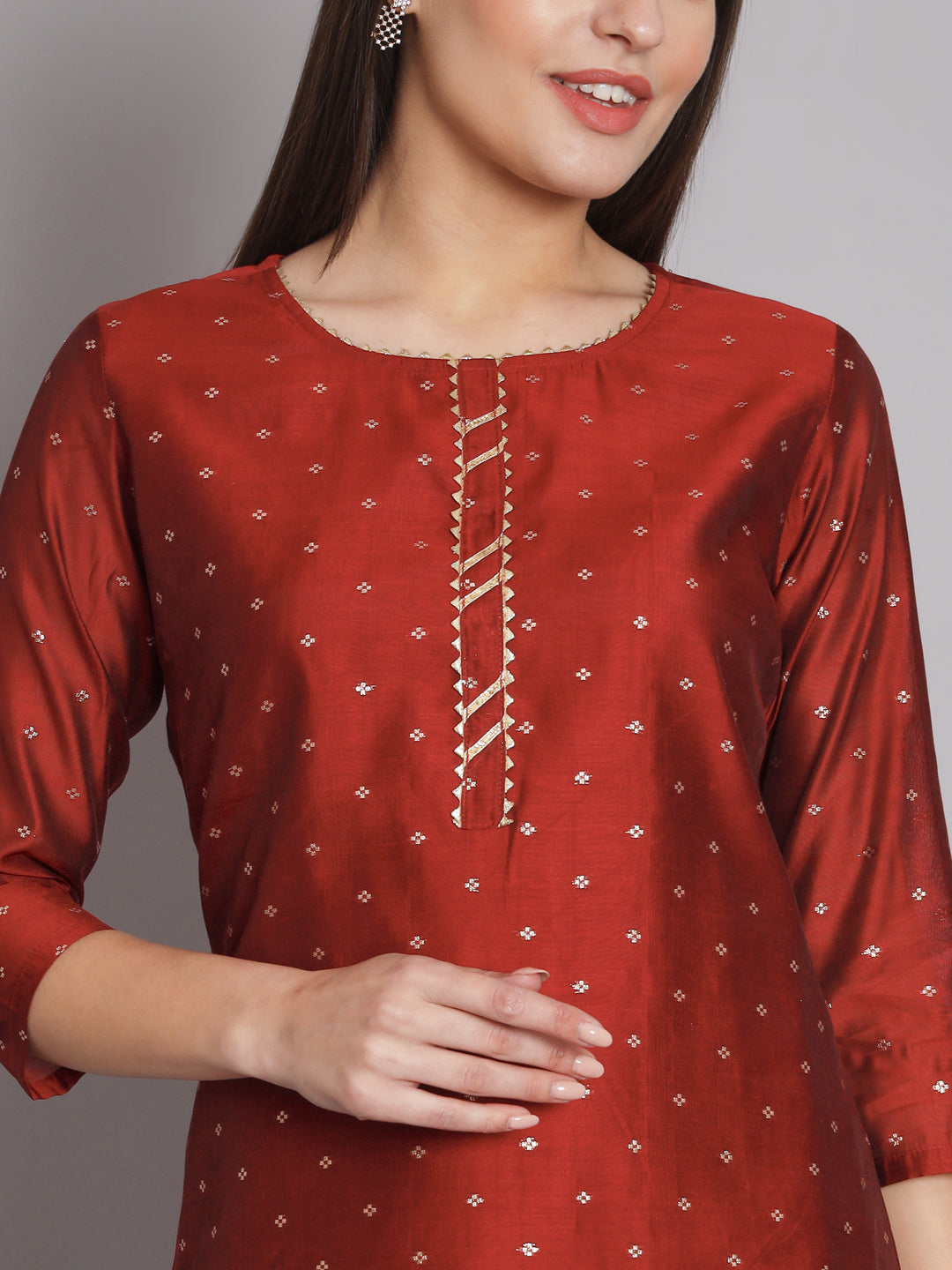 VredeVogel Kurta and Trouser Duppata Set Chanderi Modal Butti