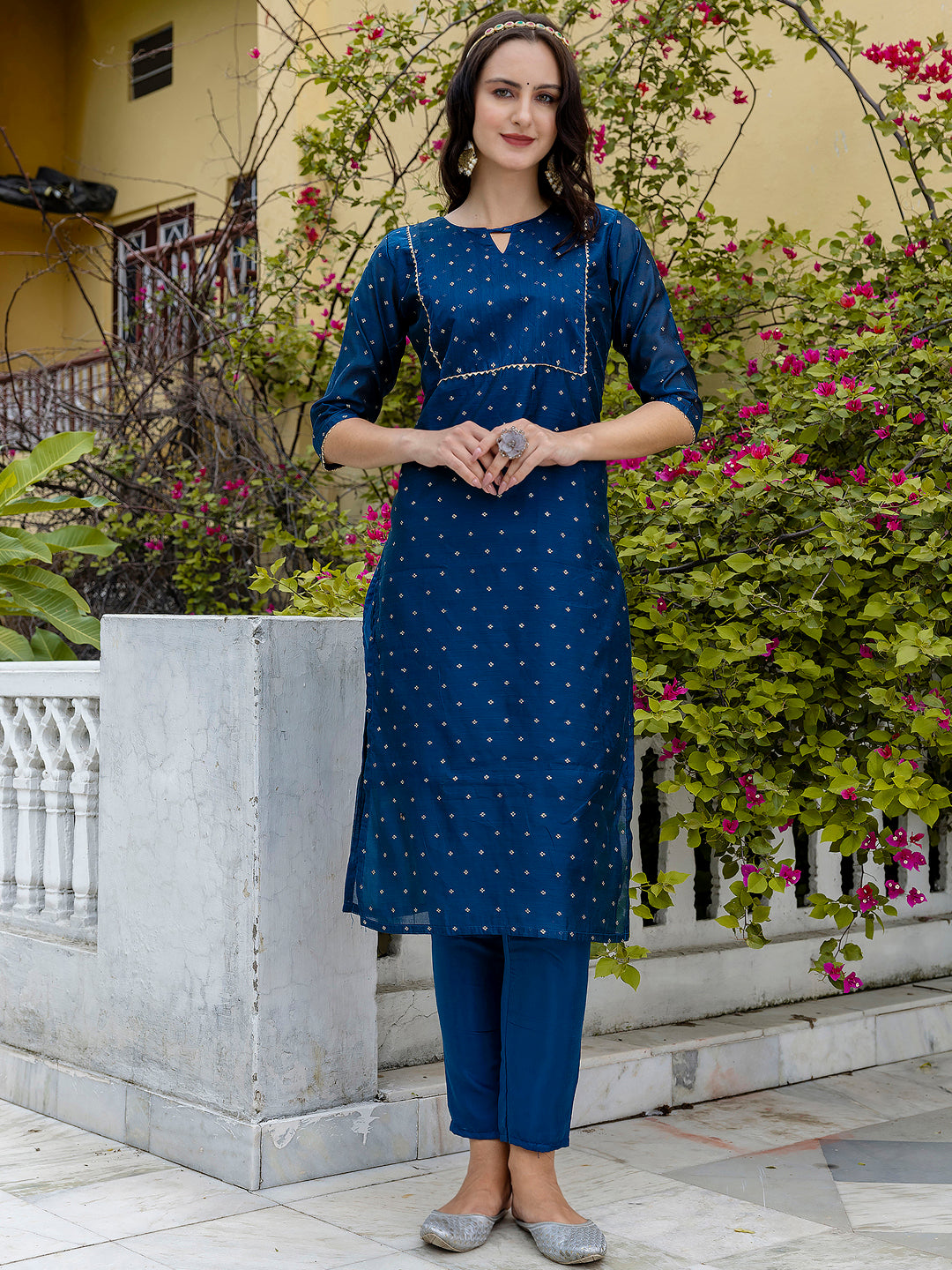 Zavya Kurta and Trouser Duppata Set Chanderi Modal Butti