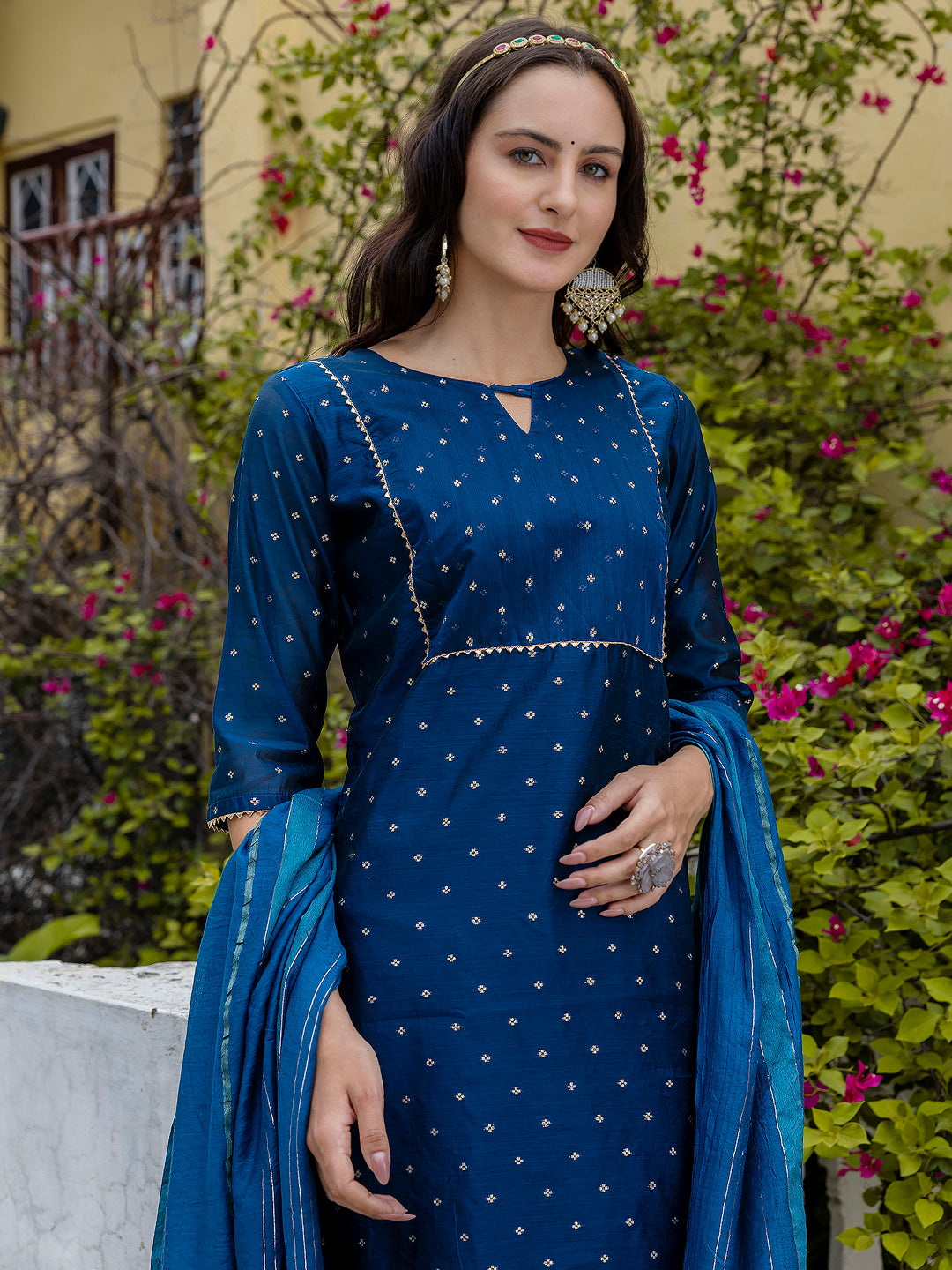 Zavya Kurta and Trouser Duppata Set Chanderi Modal Butti
