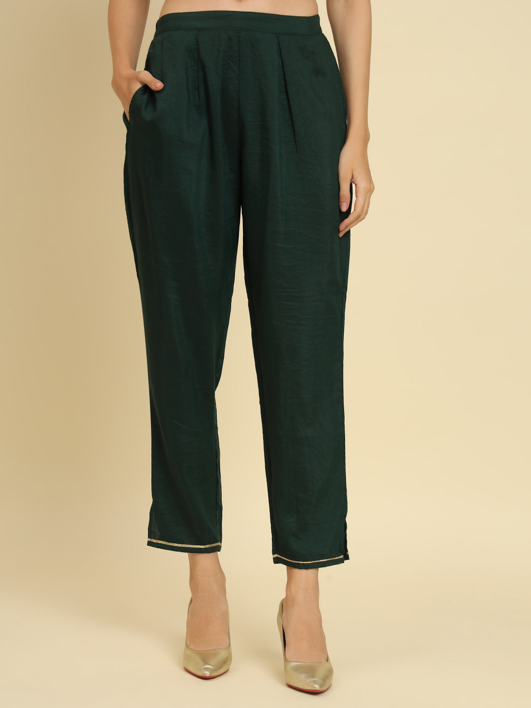 VredeVogel  Women Kurta and Trousers Pant Set Silk Blend