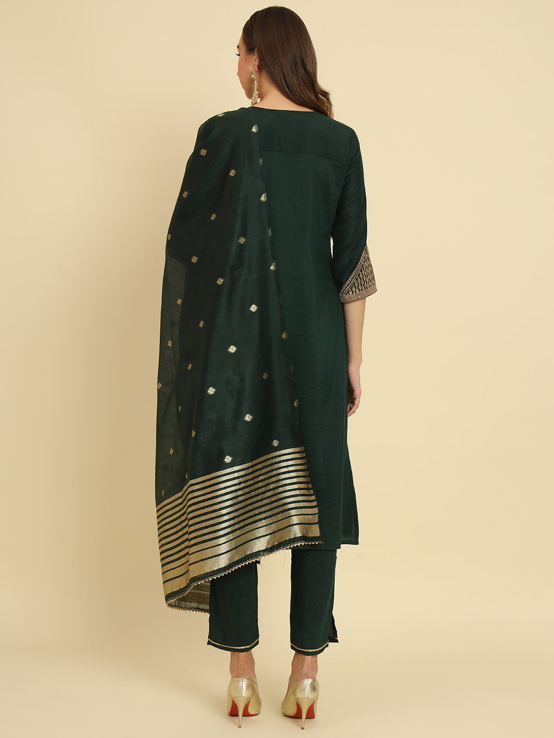 VredeVogel  Women Kurta and Trousers Pant Set Silk Blend