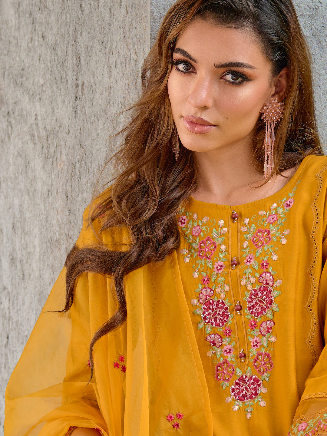 VredeVogel  Women Silk Blend Kurta Pant Dupatta Set
