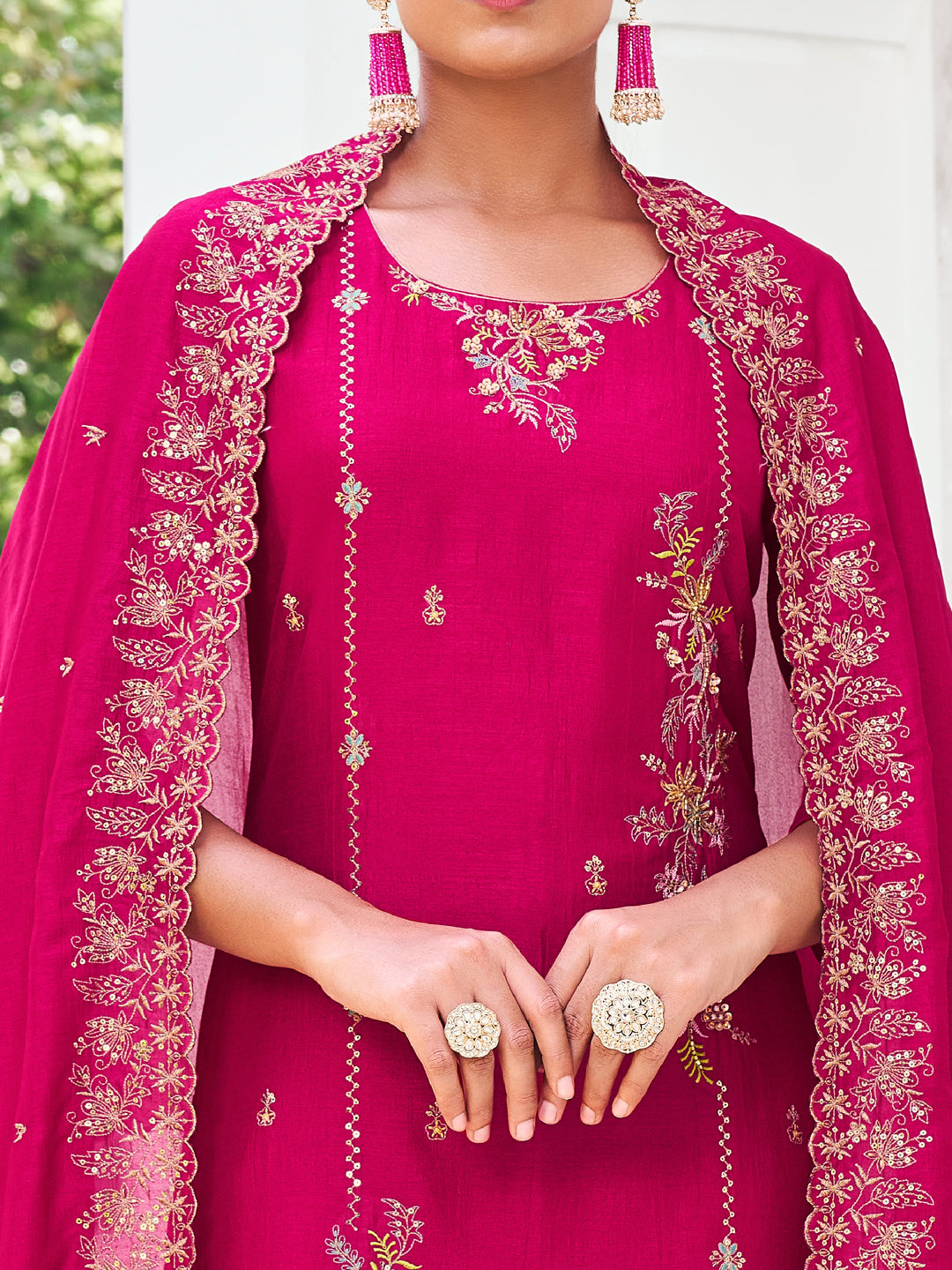 Sneha Women Kurta and Trouser Duppata Set Silk Blend