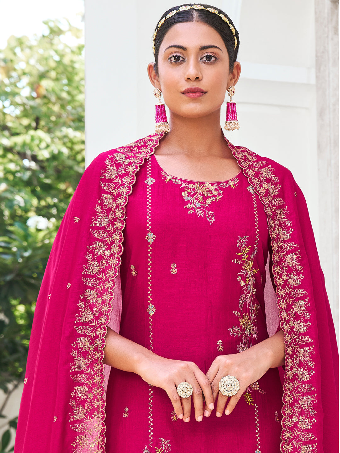 Sneha Women Kurta and Trouser Duppata Set Silk Blend