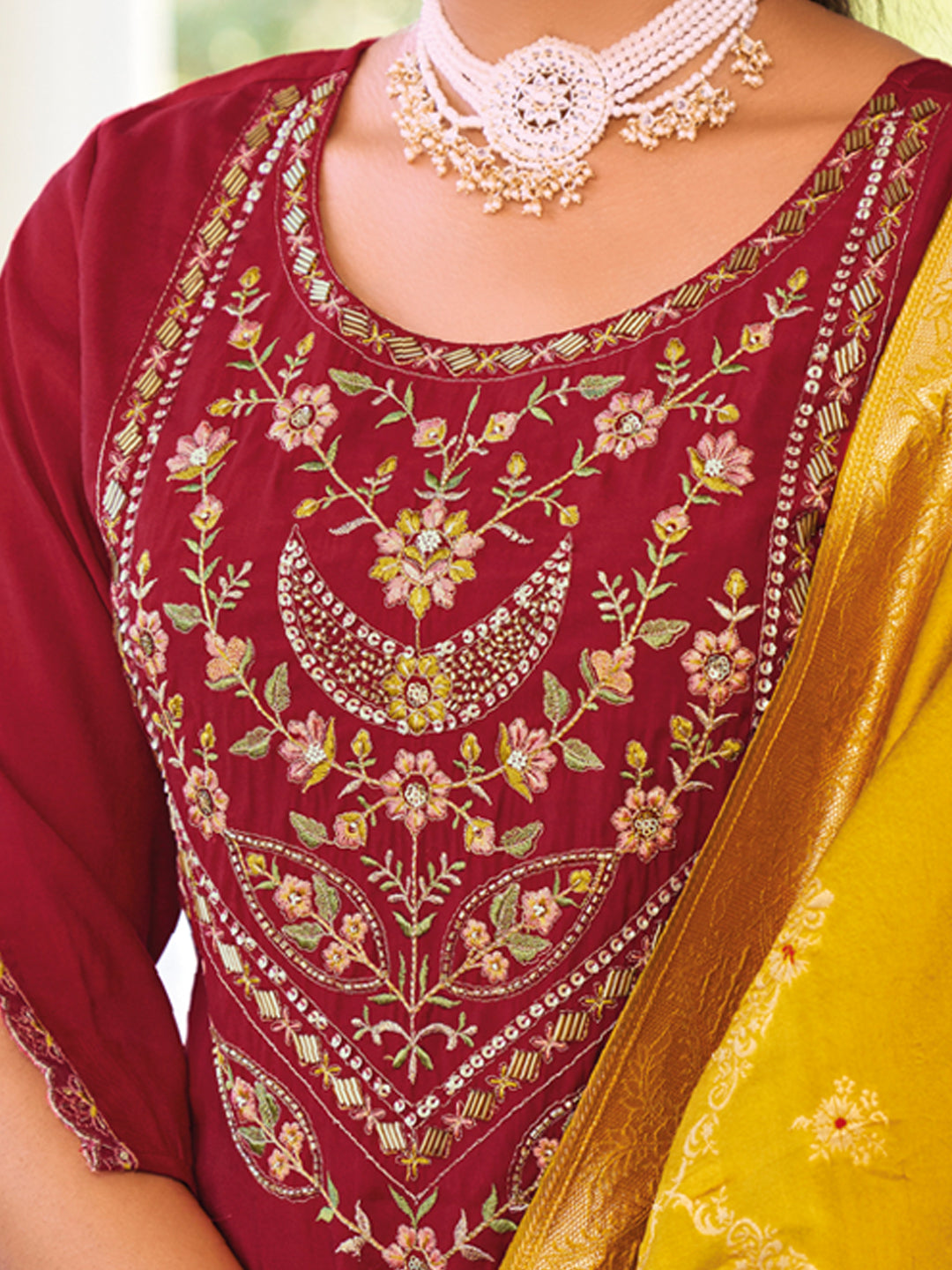 VredeVogel Women Kurta and Trouser Duppata Set Pure Viscose Silk