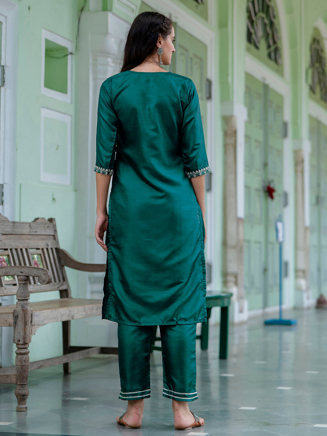 VredeVogel Silk Blend Embroidered Kurta Set with Dupatta