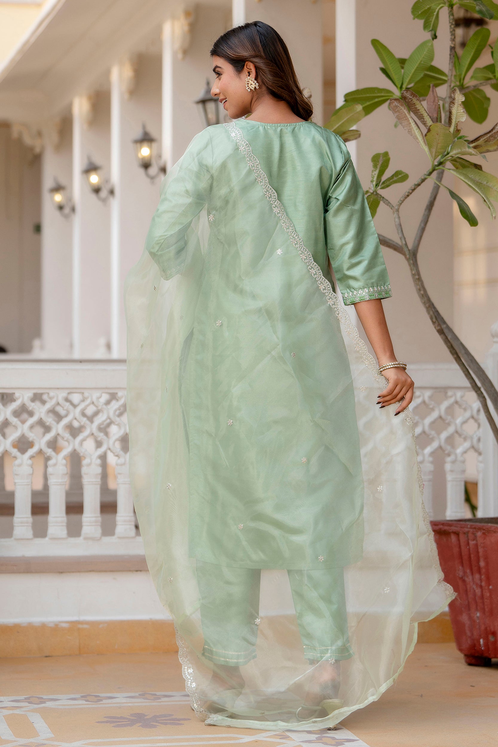 VredeVogel Silk Blend Embroidered Kurta Set with Dupatta