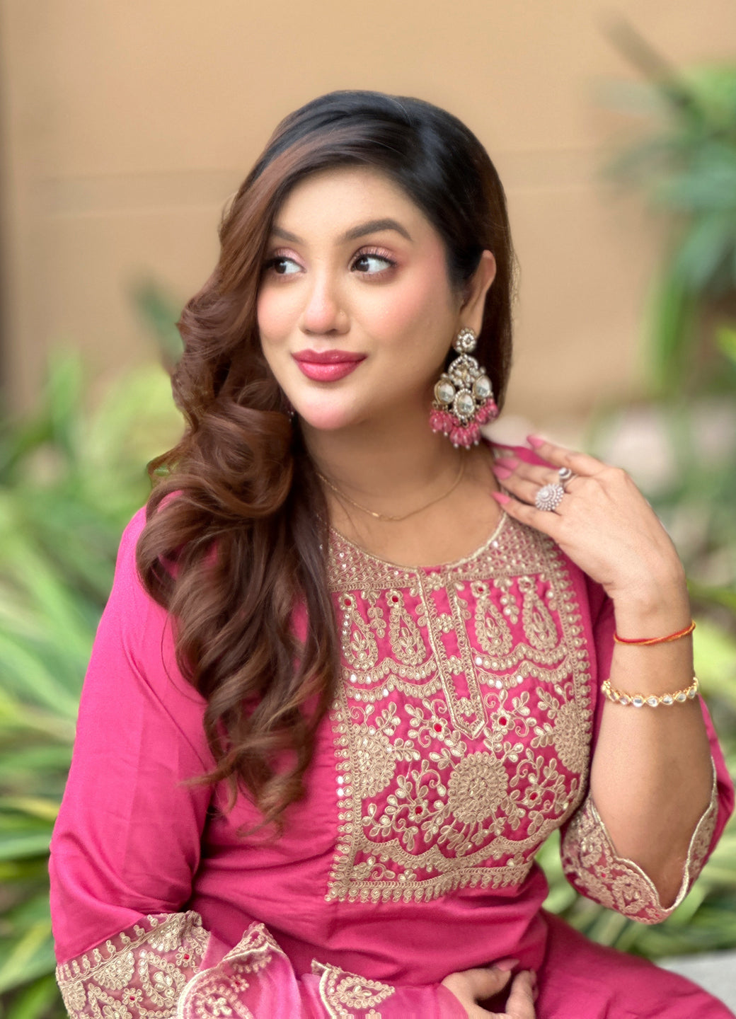 Aabharan Elegant Silk Blend Kurta Pant Dupatta Set Lightweight Soft Ready to Wear Stylish Outfit