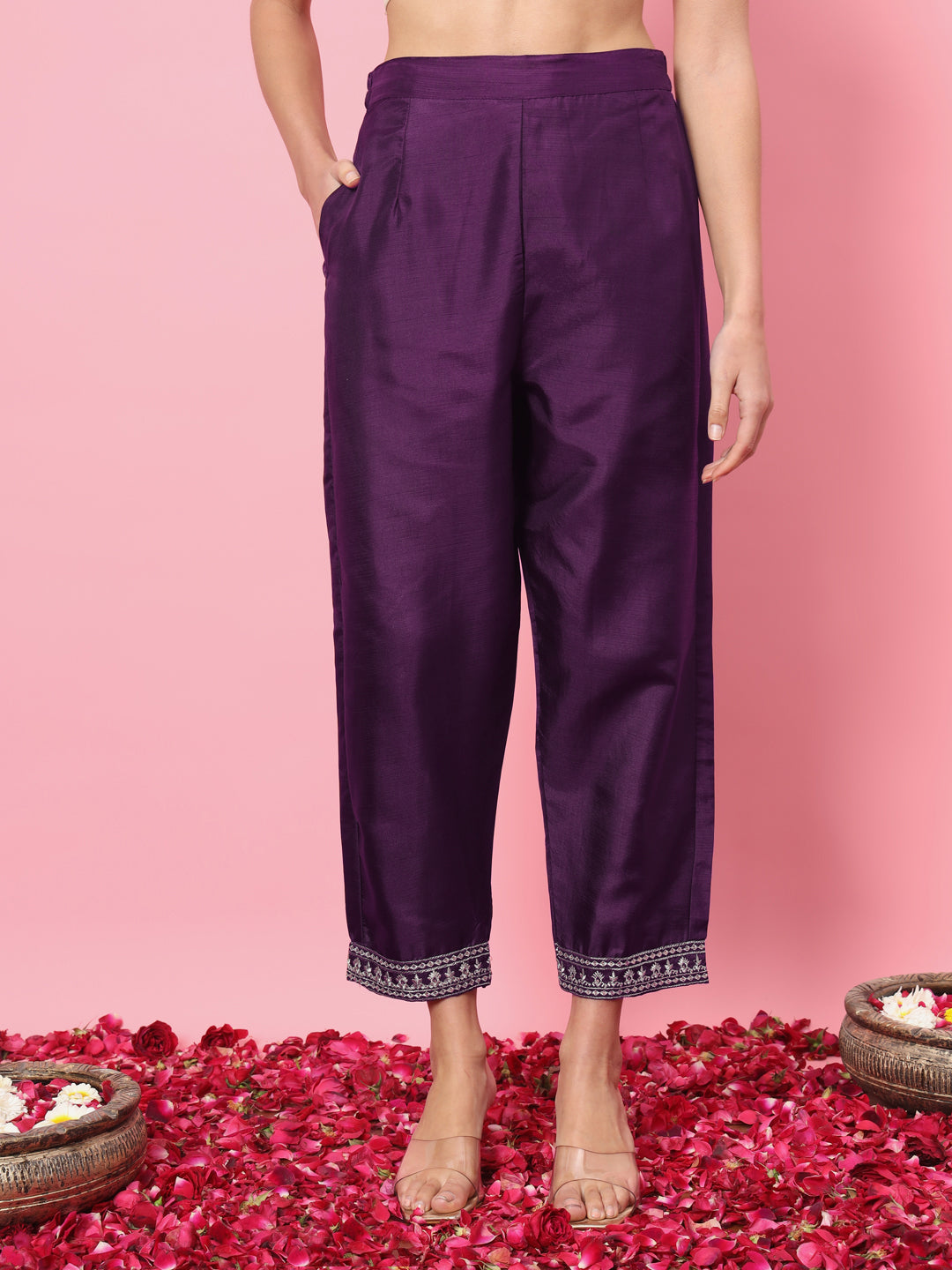 VredeVogel Silk Blend Kurta and Trouser Set with Organza Dupatta