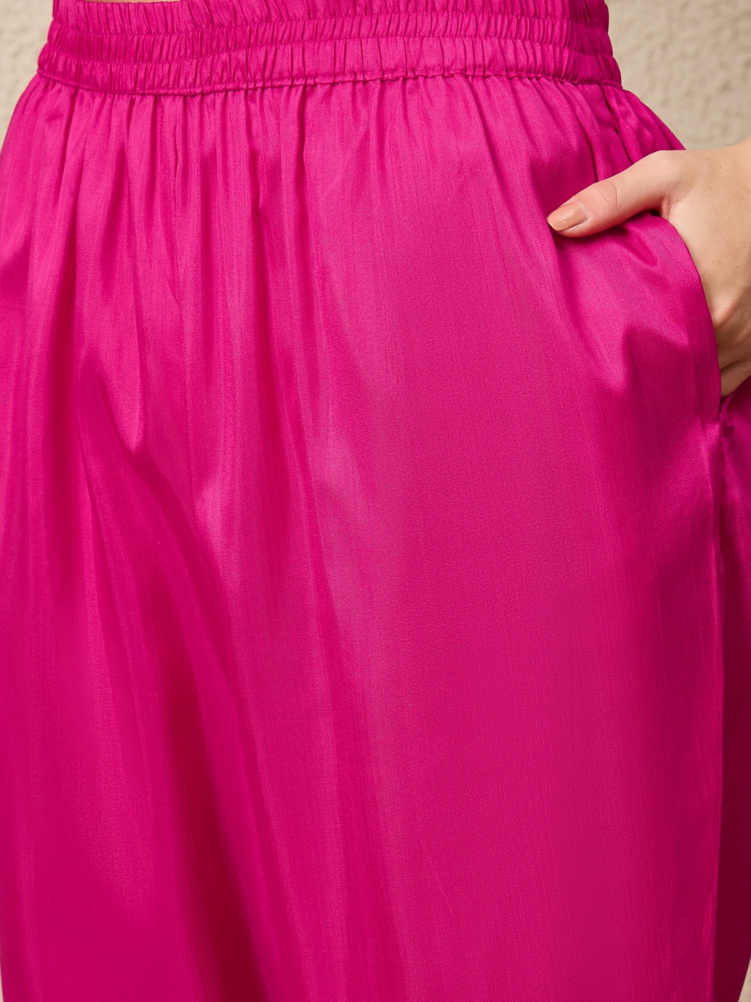 Aabha pink Women Kurta and Trousers Pant Set