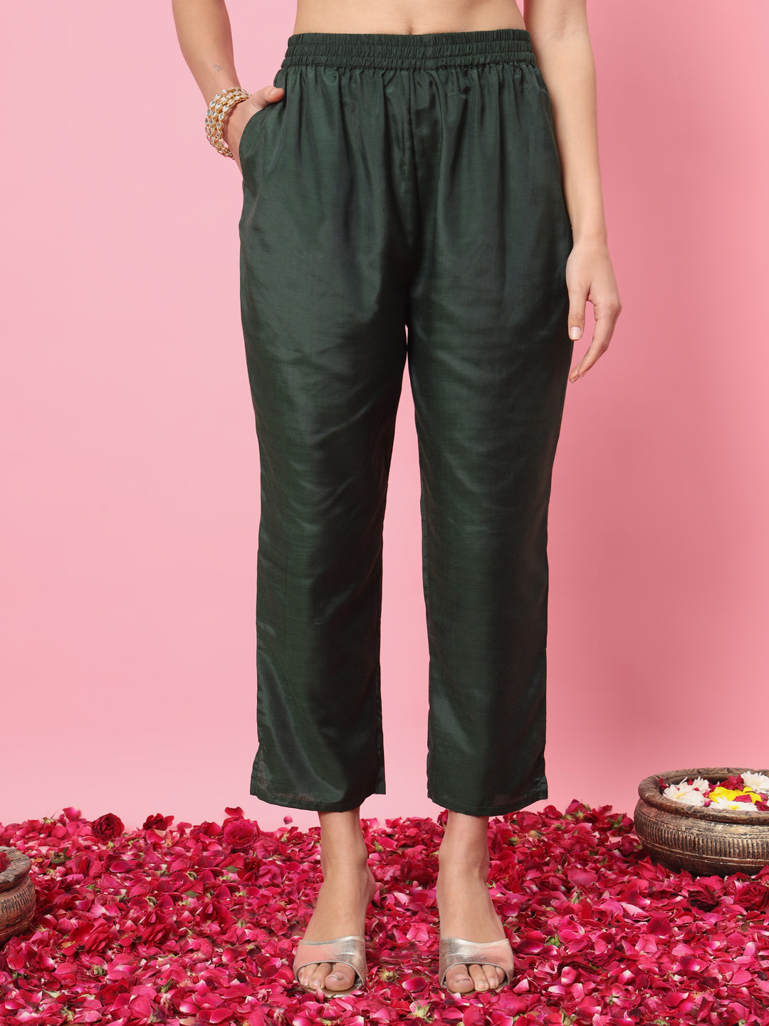 VredeVogel Flared Kurta and Trousers Pant Set Cotton Silk Blend
