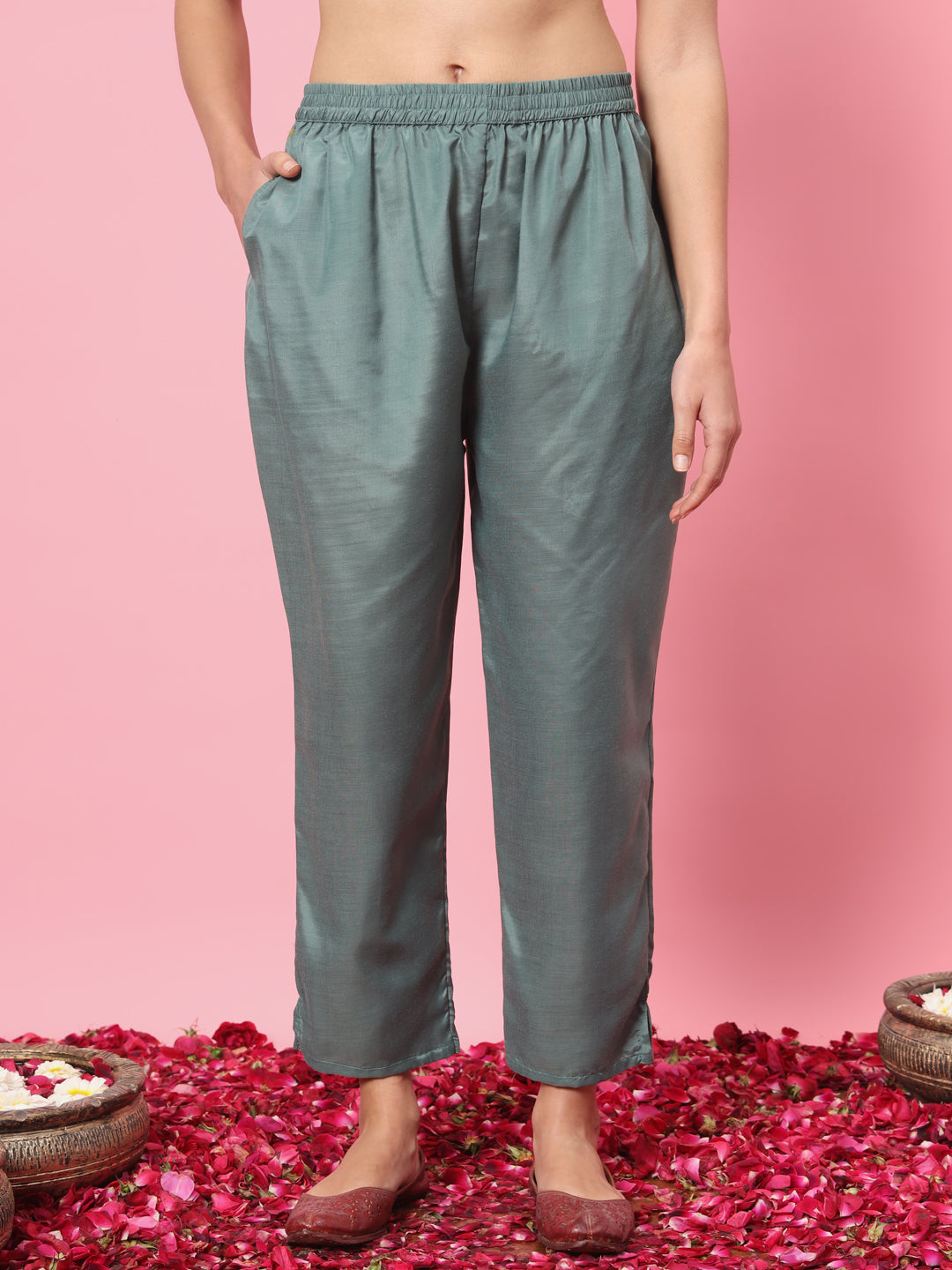 VredeVogel Flared Kurta and Trousers Pant Set Cotton Silk Blend