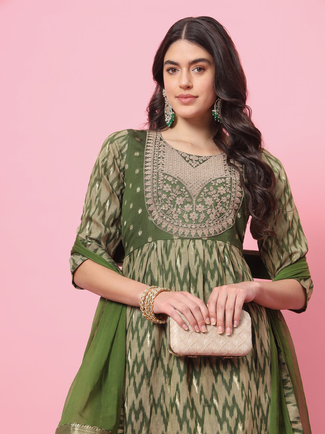 VredeVogel Flared Kurta and Trousers Pant Set Cotton Silk Blend