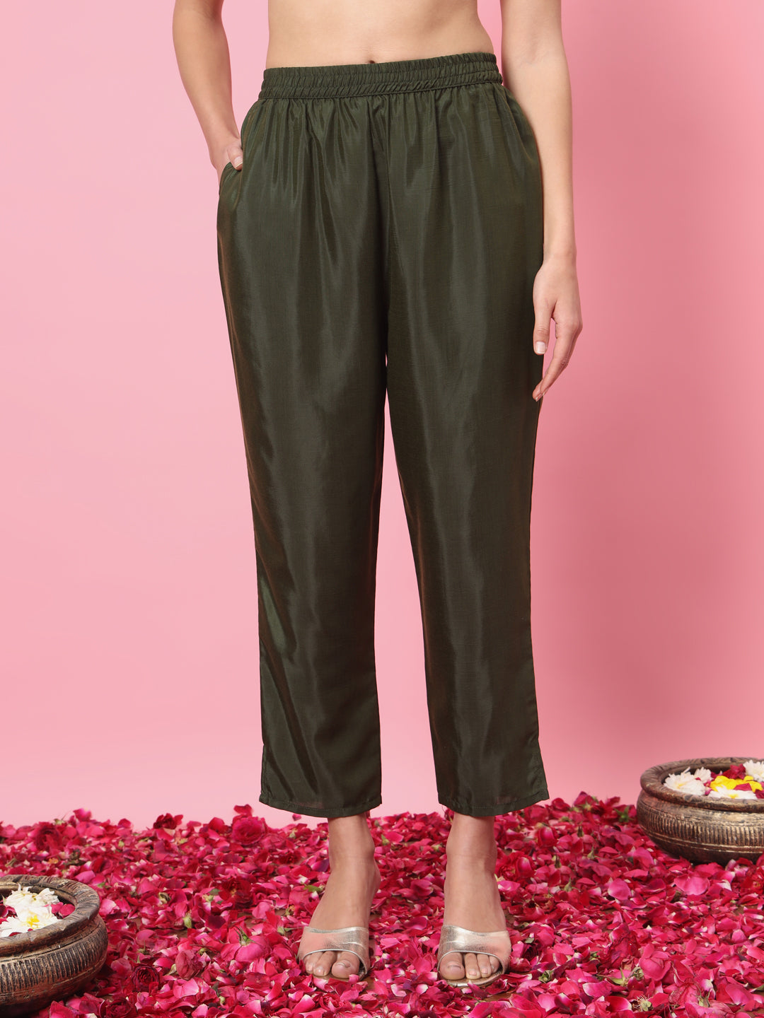VredeVogel Flared Kurta and Trousers Pant Set Cotton Silk Blend