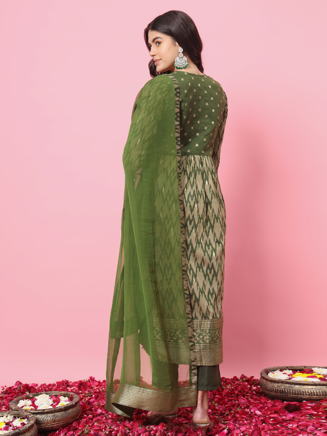 VredeVogel Flared Kurta and Trousers Pant Set Cotton Silk Blend