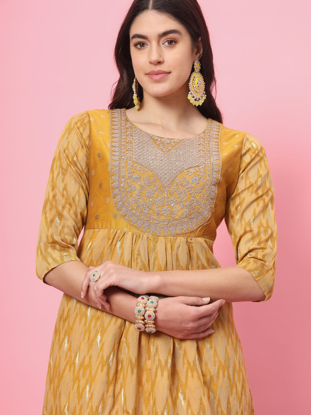 VredeVogel Flared Kurta and Trousers Pant Set Cotton Silk Blend