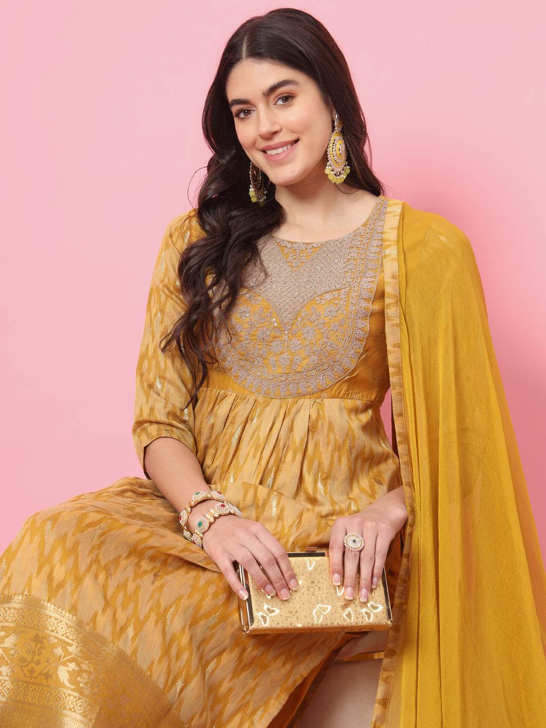 VredeVogel Flared Kurta and Trousers Pant Set Cotton Silk Blend