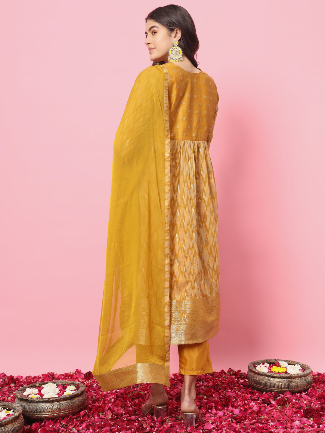 VredeVogel Flared Kurta and Trousers Pant Set Cotton Silk Blend
