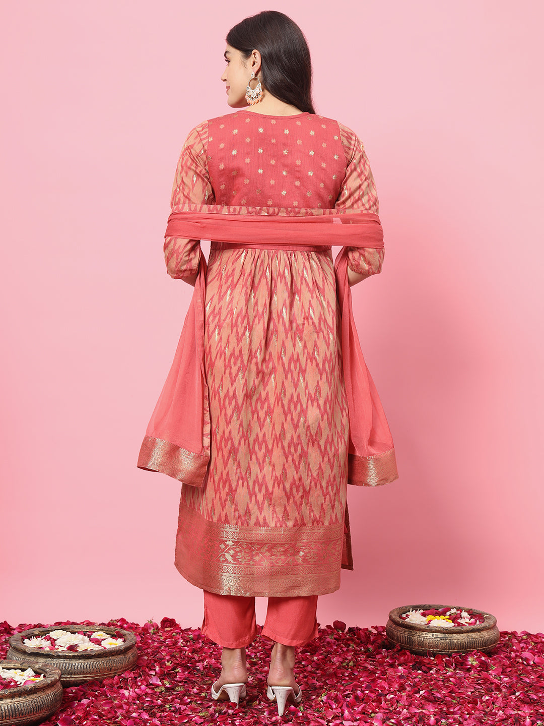 VredeVogel Flared Kurta and Trousers Pant Set Cotton Silk Blend
