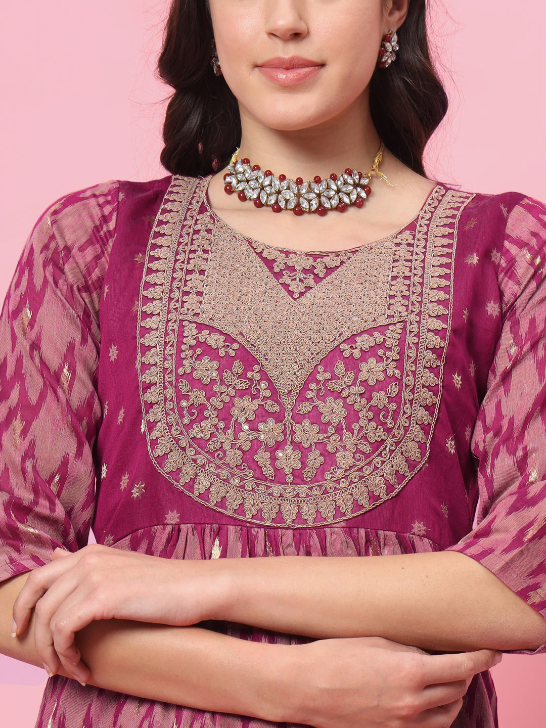 VredeVogel Flared Kurta and Trousers Pant Set Cotton Silk Blend