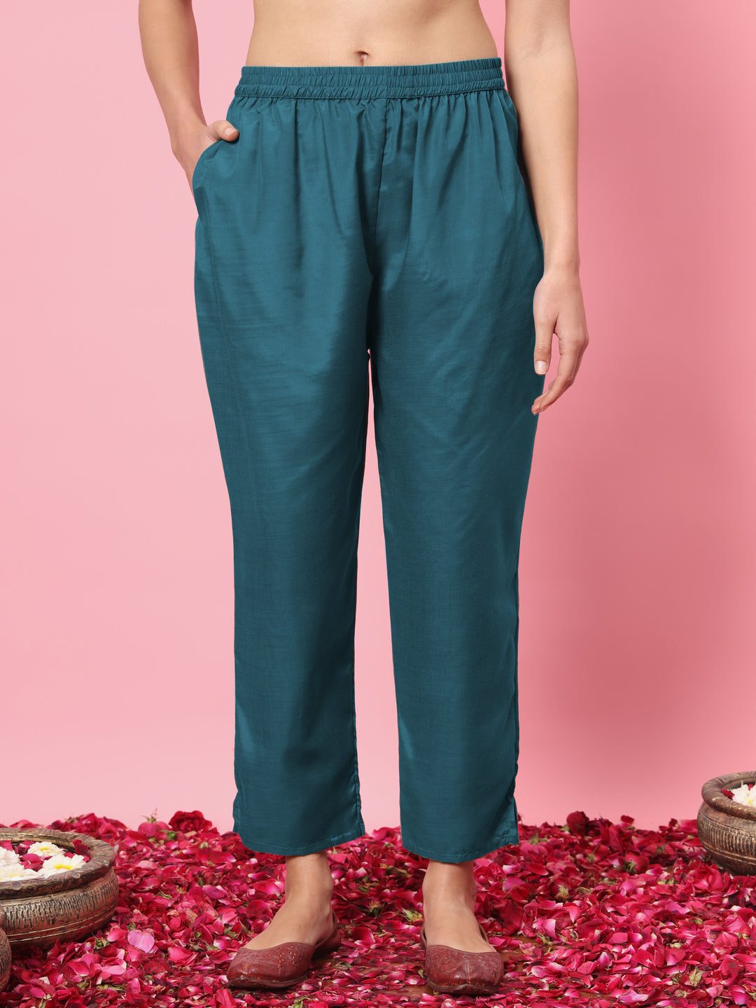 VredeVogel Flared Kurta and Trousers Pant Set Cotton Silk Blend