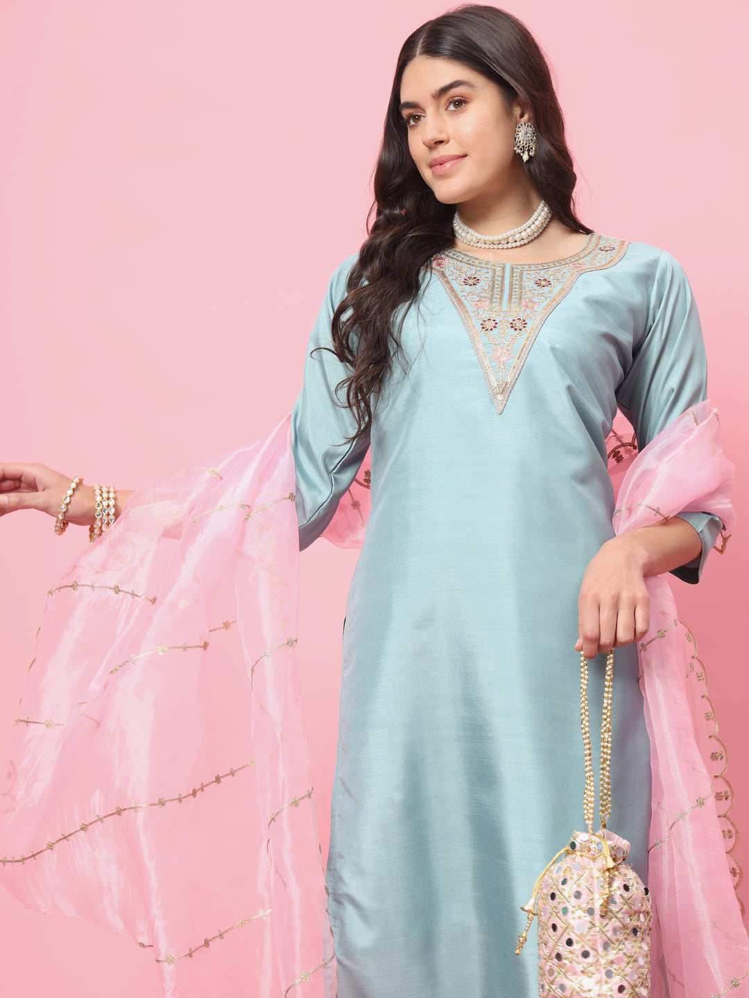 VredeVogel Silk Blend Kurta and Trouser Pant Set