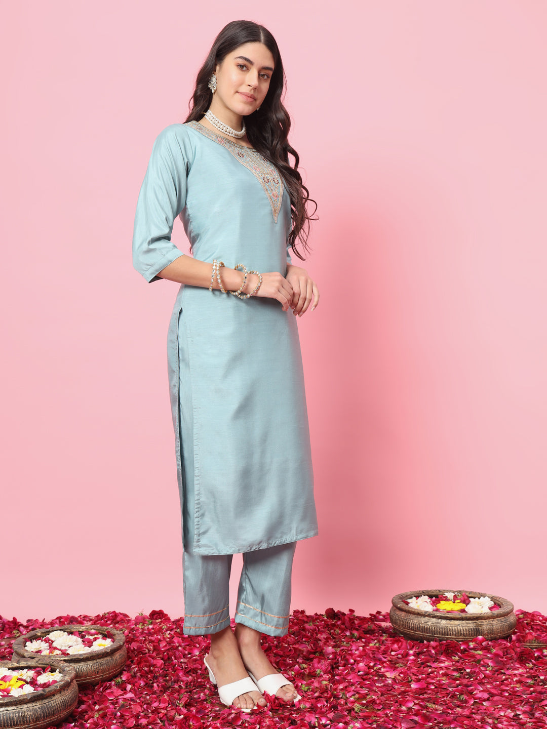 VredeVogel Silk Blend Kurta and Trouser Pant Set
