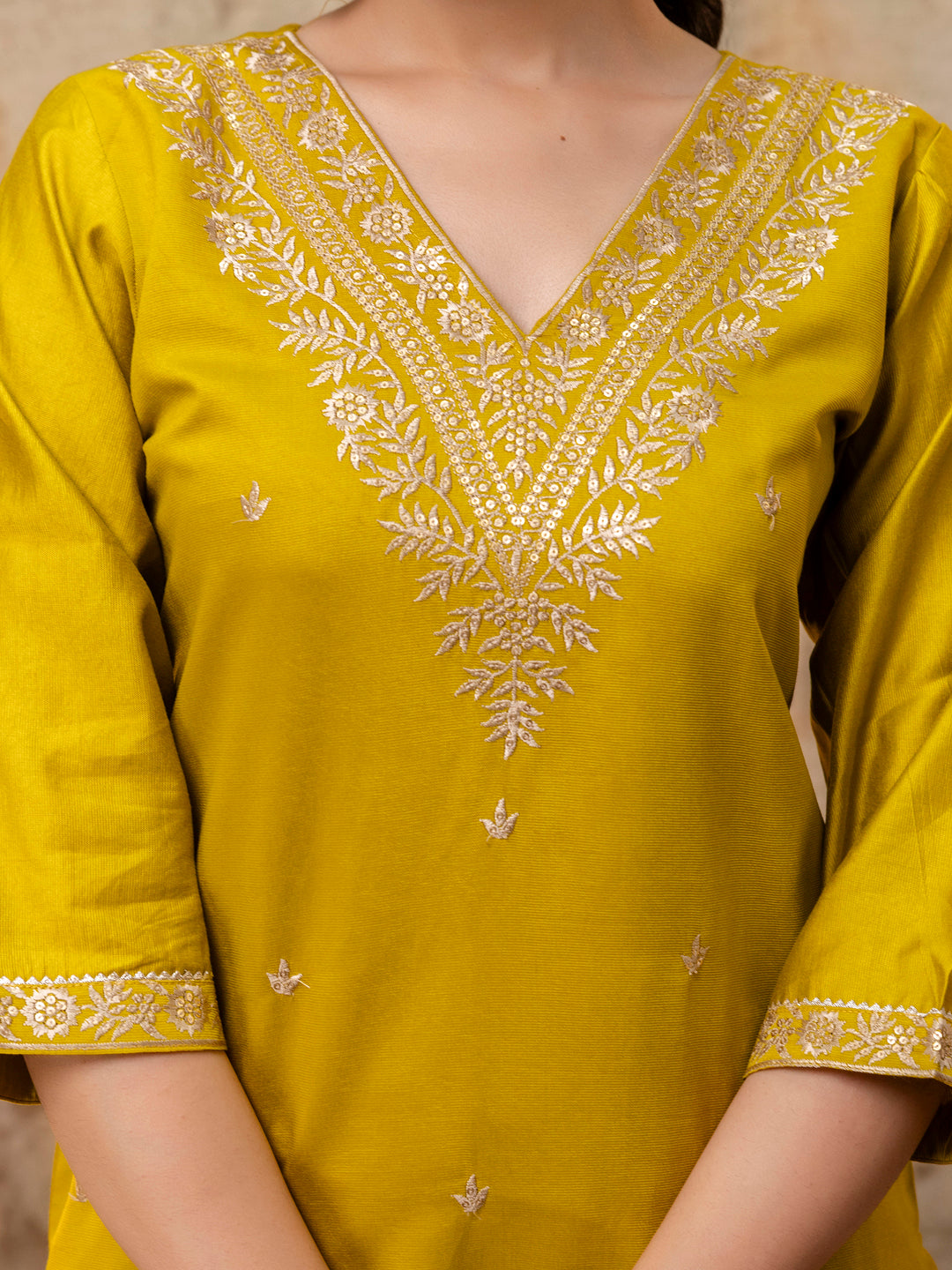 VredeVogel Silk Blend Straight Kurta Set with Printed Organza Dupatta