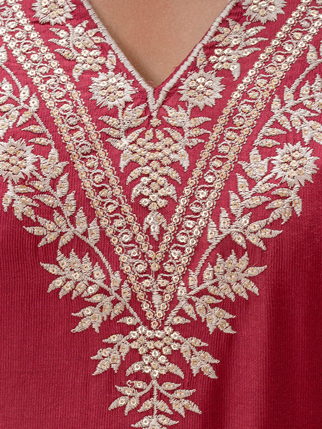 VredeVogel Silk Blend Straight Kurta Set with Printed Organza Dupatta