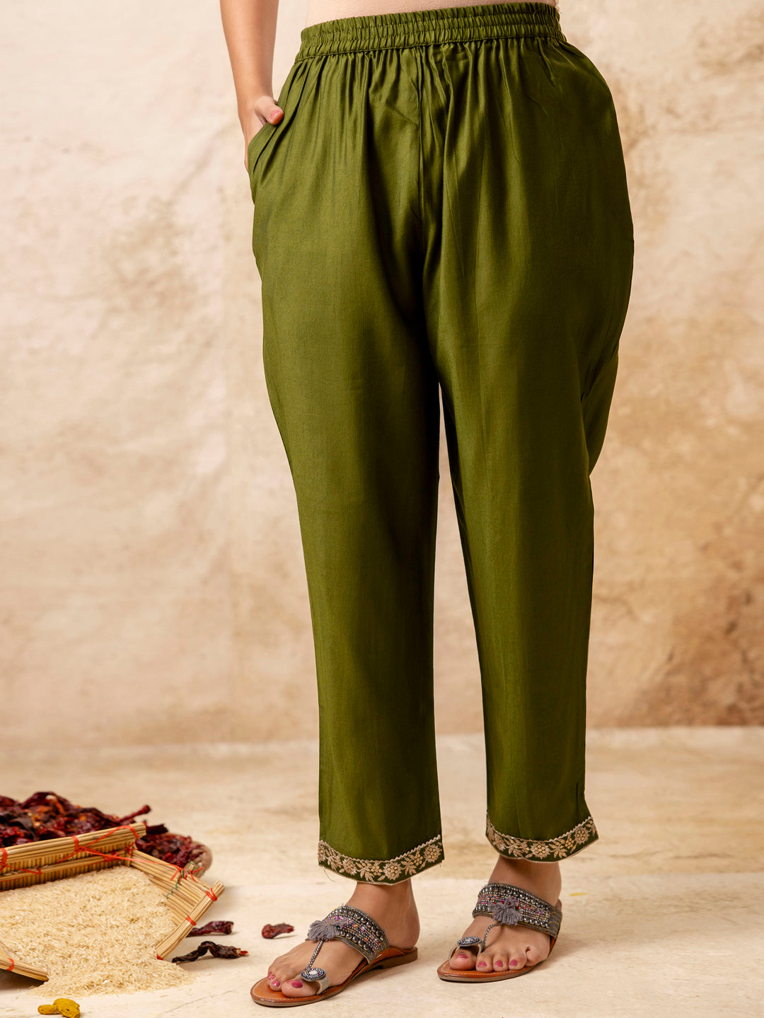 VredeVogel Silk Blend Straight Kurta Set with Printed Organza Dupatta
