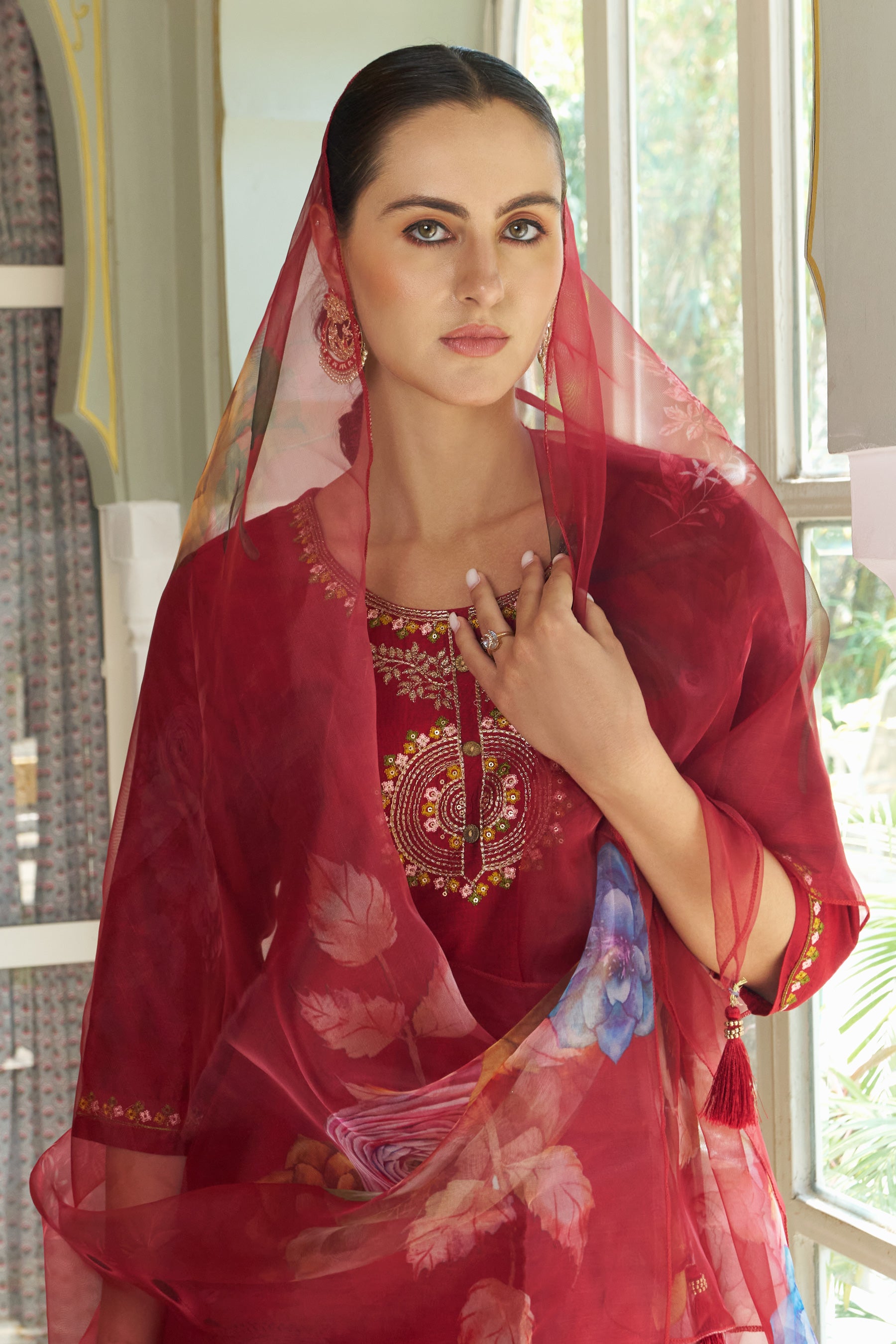 VredeVogel Women Kurta and Pant Sets Cotton Silk Fabric