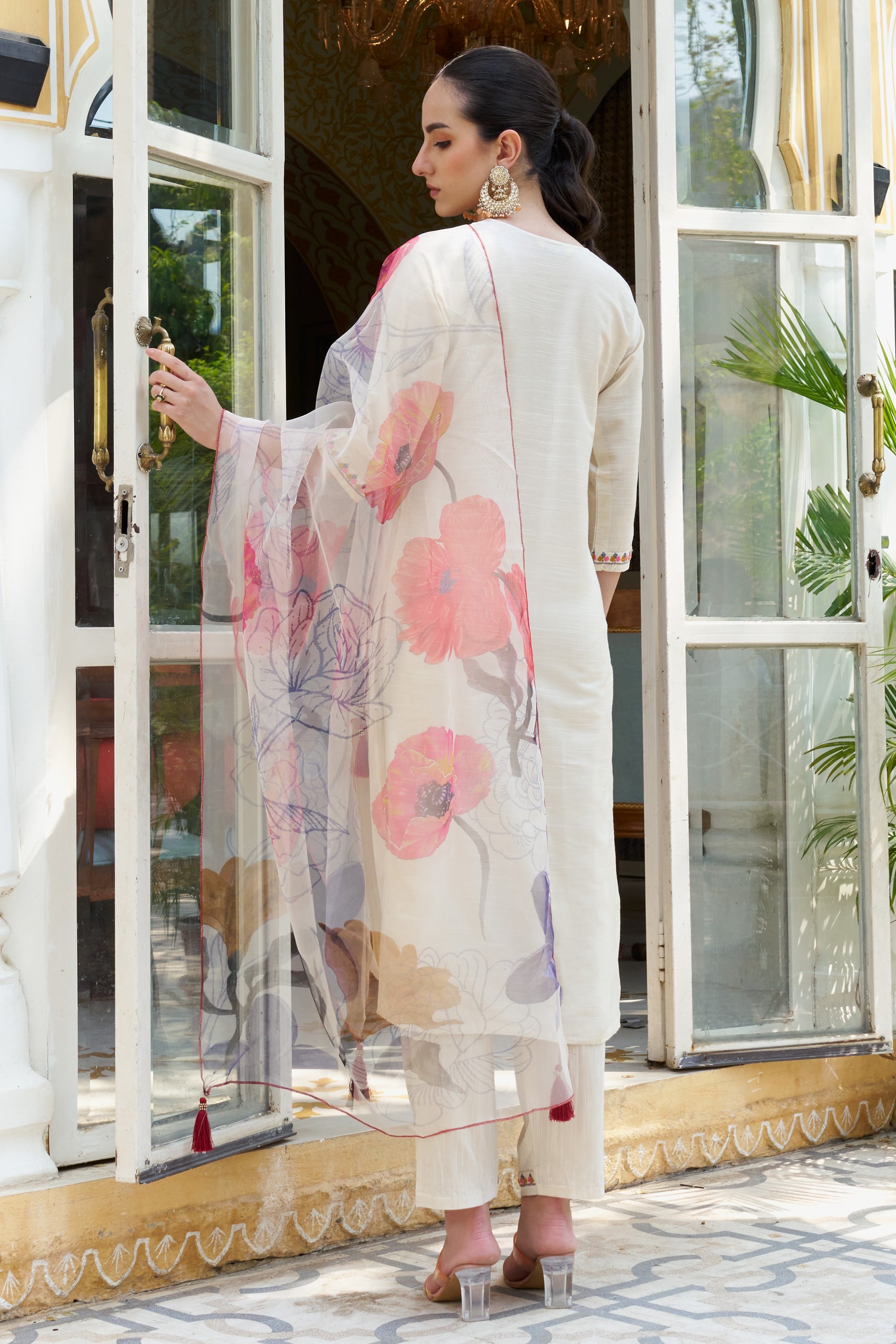 VredeVogel Women Kurta and Pant Sets Cotton Silk Fabric