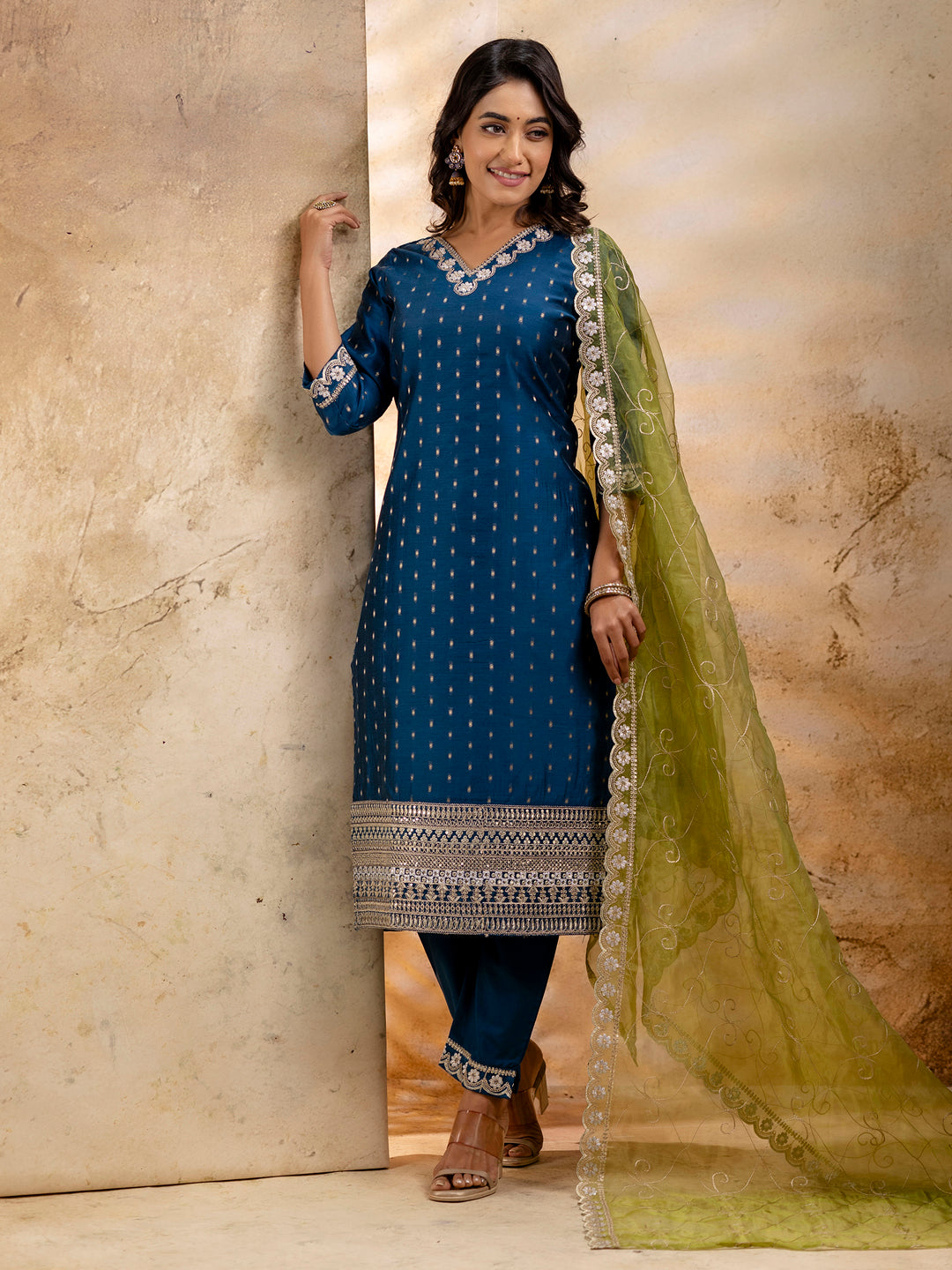 Chitta Chanderi Silk Blend Kurta Set