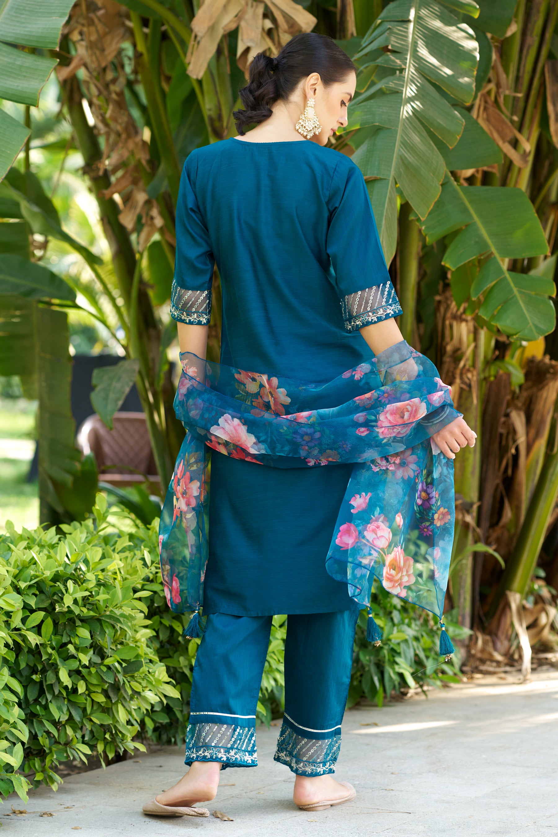 VredeVogel Women Kurta and Pant Sets Cotton Silk Fabric