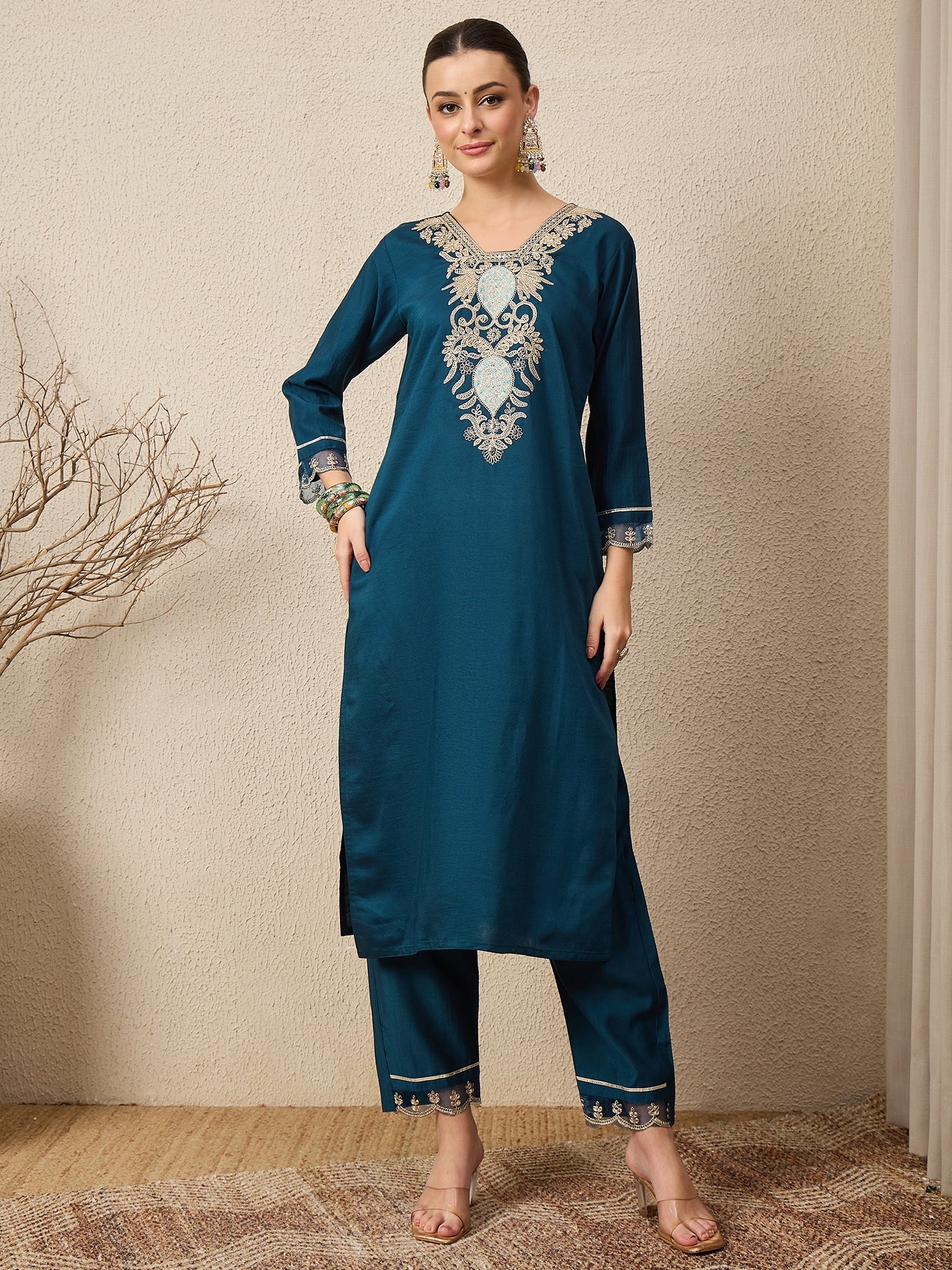 Dhaaga-e-Dil Women's Ready to Wear Viscose Rayon Silk Kurta Set Lightweight Soft Stylish Ethnic Outfit