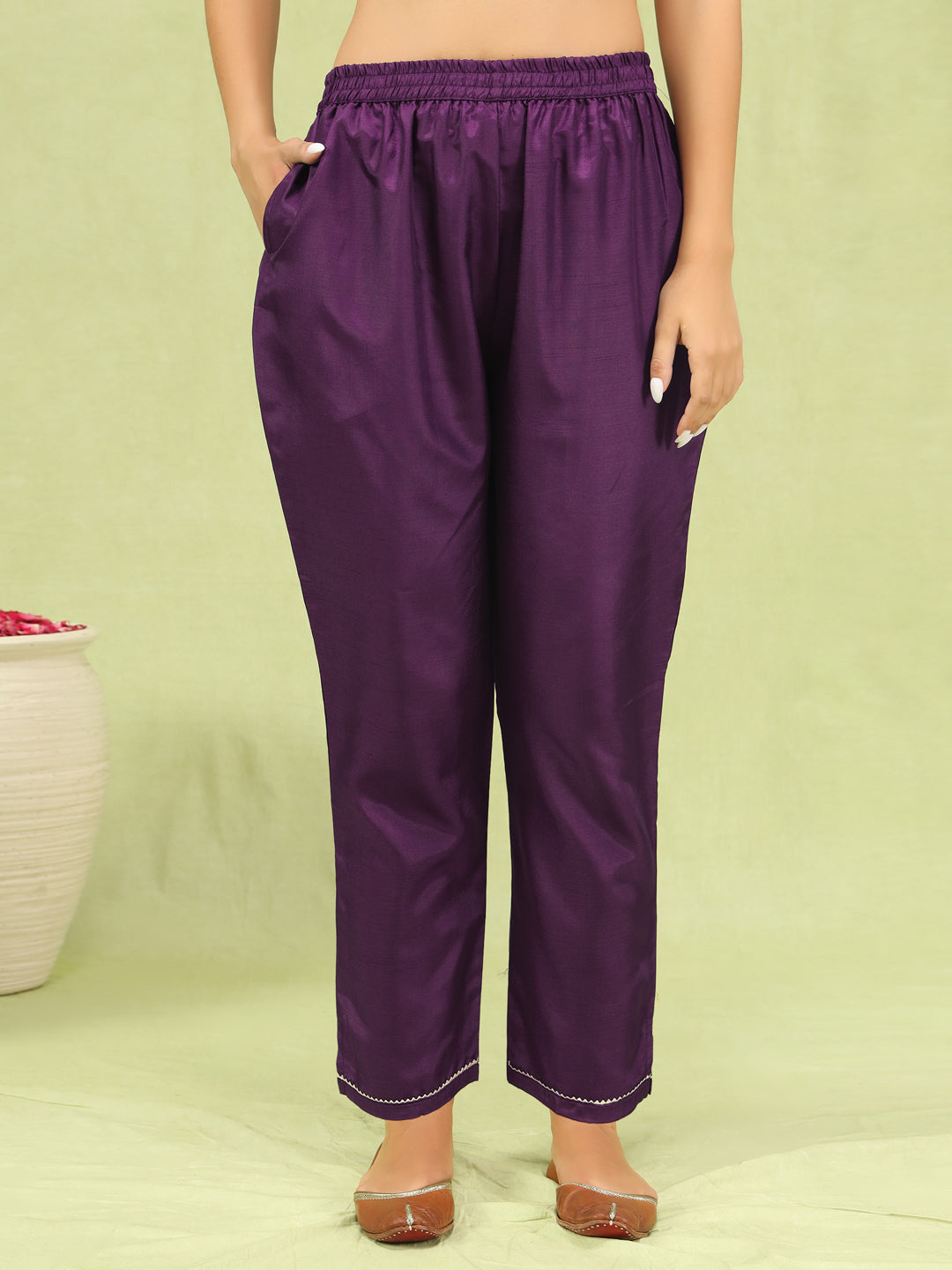 VredeVogel  Women Kurta and Trousers Pant Set Silk Blend